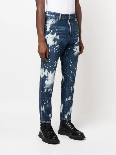 Dsquared2 Bleached Tapered-leg Jeans In Blue