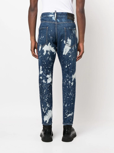Dsquared2 Bleached Tapered-leg Jeans In Blue