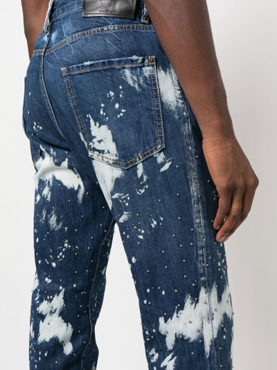 Dsquared2 Bleached Tapered-leg Jeans In Blue