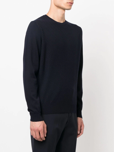 Corneliani Crew-neck Long-sleeve Jumper In Blue
