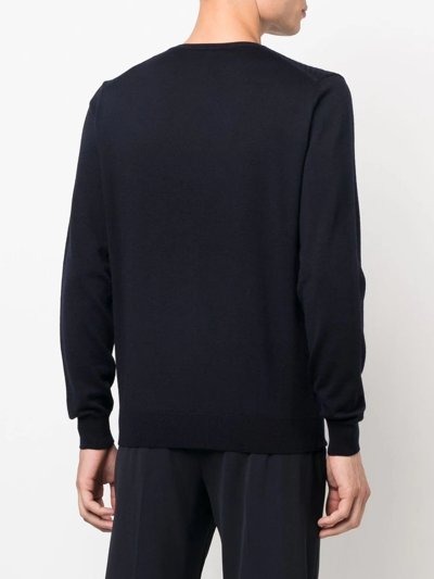 Corneliani Crew-neck Long-sleeve Jumper In Blue