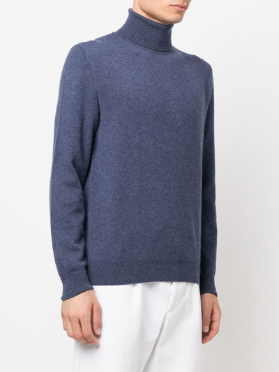 Shop Corneliani Roll-neck Cashmere Jumper In Blue