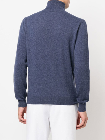 Shop Corneliani Roll-neck Cashmere Jumper In Blue