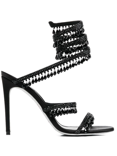 Shop René Caovilla Chandelier Crystal-embellished Sandals In Black