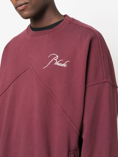Shop Rhude Cotton Logo Sweatshirt In Red