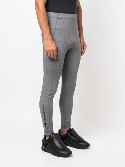 Shop Moncler Logo-print Skinny Trousers In Grey