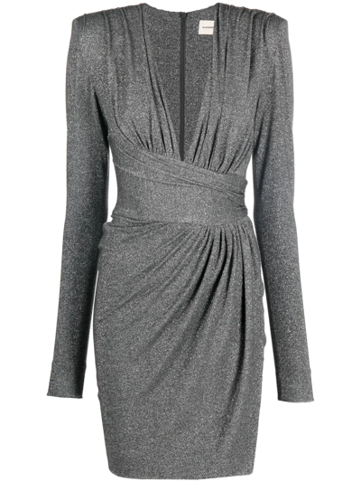 Shop Alexandre Vauthier Metallic Draped Mini Dress In Silver