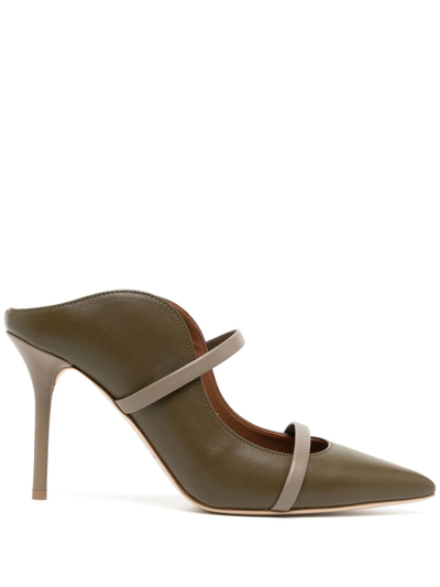 Shop Malone Souliers Maureen Pointed Leather Mules In Green
