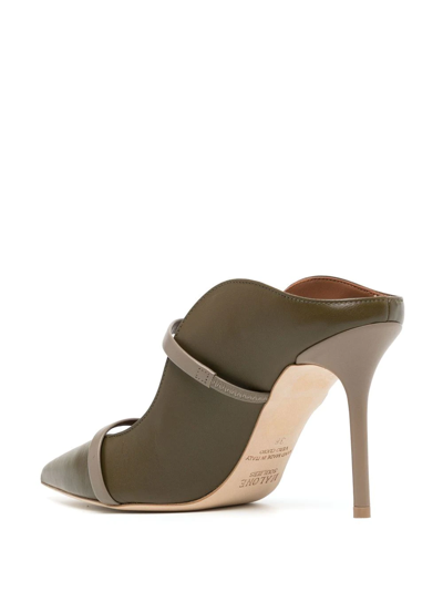 Shop Malone Souliers Maureen Pointed Leather Mules In Green
