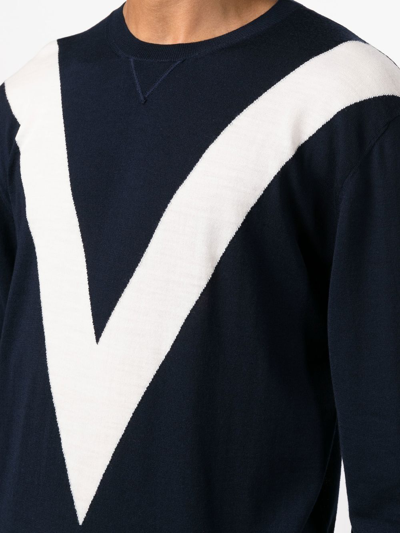 Shop Valentino Logo-print Wool Jumper In Blue