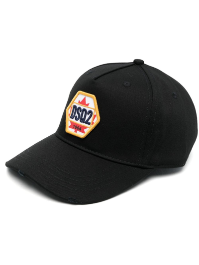 Shop Dsquared2 Distressed Logo-patch Baseball Cap In Black
