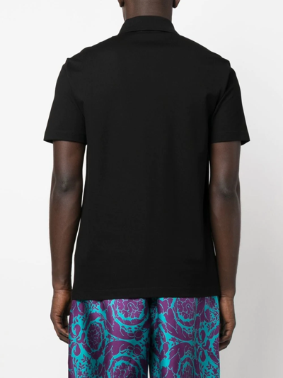 Shop Versace Medusa-embroidered Polo Shirt In Black
