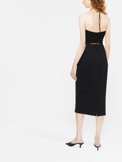 Shop Dolce & Gabbana Logo-waistband Midi Skirt In Black