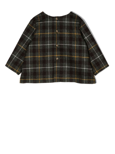 Shop Bonpoint Long-sleeve Checked Shirt In Green