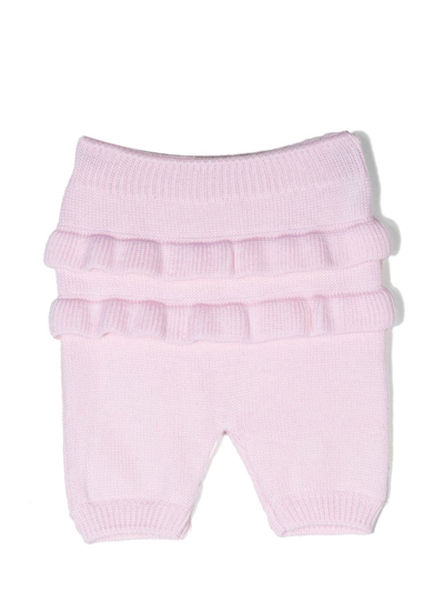 Little Bear Ruffle-detail Knitted Trousers In Pink