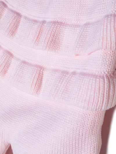 Little Bear Ruffle-detail Knitted Trousers In Pink