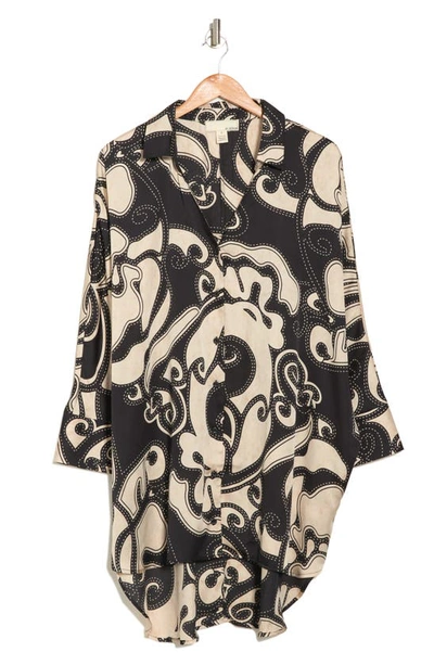 By Design Marissa Collared Poly Silk Tunic In Tanglewood