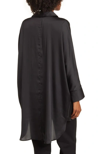 By Design Marissa Collared Poly Silk Tunic In Black