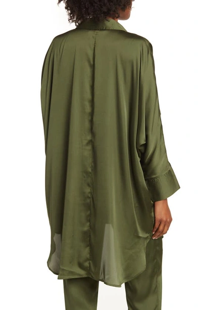 By Design Marissa Collared Poly Silk Tunic In Rifle Green