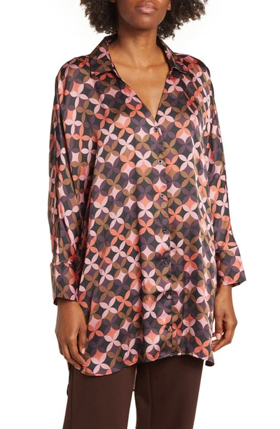 By Design Marissa Collared Poly Silk Tunic In Retro
