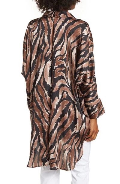 By Design Marissa Collared Poly Silk Tunic In Urban Safari