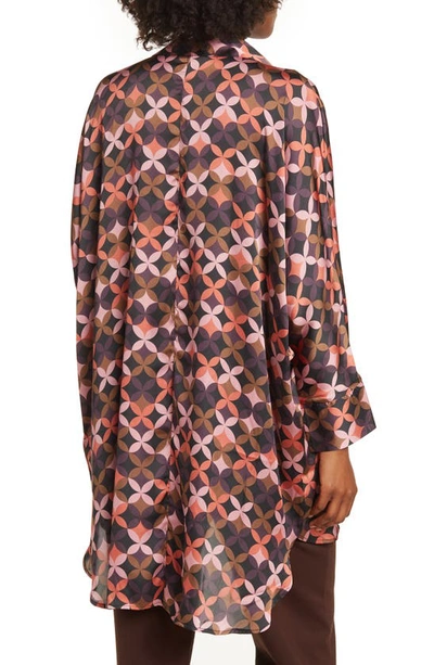 By Design Marissa Collared Poly Silk Tunic In Retro