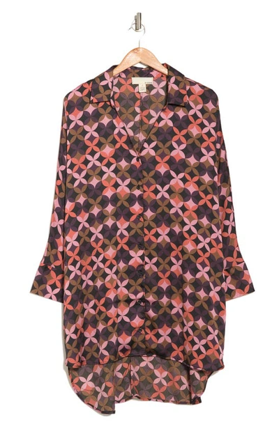 By Design Marissa Collared Poly Silk Tunic In Retro