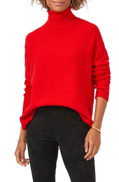 Shop Vince Camuto Textured Turtleneck Sweater In Bright Cherry