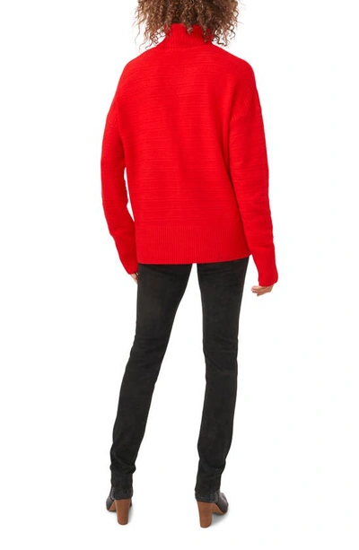Shop Vince Camuto Textured Turtleneck Sweater In Bright Cherry