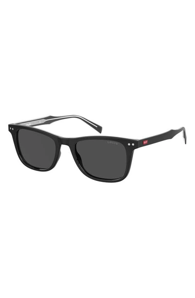 Shop Levi's 52mm Rectangular Sunglasses In Black / Grey