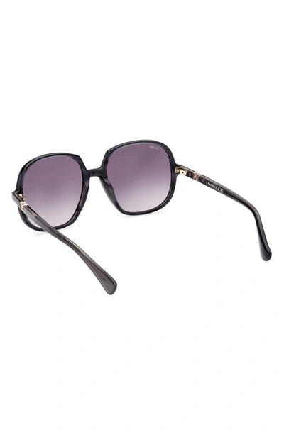 Shop Max Mara 58mm Gradient Geometric Sunglasses In Shiny Black/ Grey/ Smoke