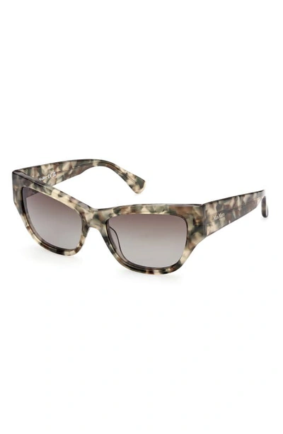 Max Mara 56mm Geometric Sunglasses In Shiny Sage Havana/ Khaki