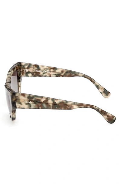 Max Mara 56mm Geometric Sunglasses In Shiny Sage Havana/ Khaki