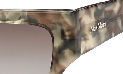 Max Mara 56mm Geometric Sunglasses In Shiny Sage Havana/ Khaki