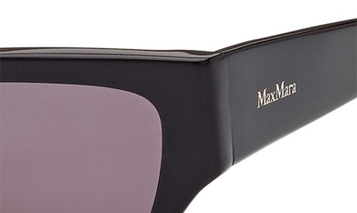 Shop Max Mara 56mm Geometric Sunglasses In Shiny Black / Smoke