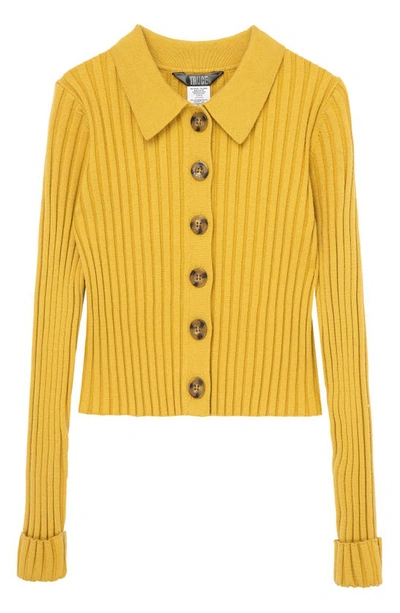 Shop Truce Kid's Rib Button-up Top In Mustard