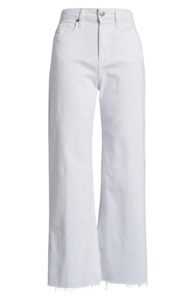 Shop Paige Anessa High Waist Raw Hem Wide Leg Jeans In Radiant White