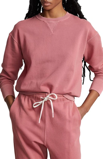 Shop Polo Ralph Lauren Organic Cotton Fleece Sweatshirt In Pink