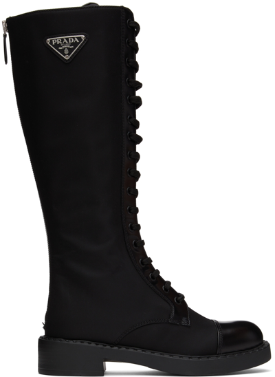 Shop Prada Black Tall Boots In F0002 Black
