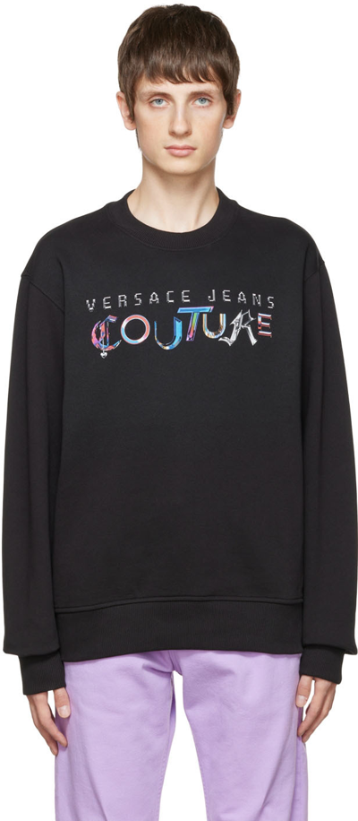 Shop Versace Jeans Couture Black Cotton Sweatshirt In E899 Black