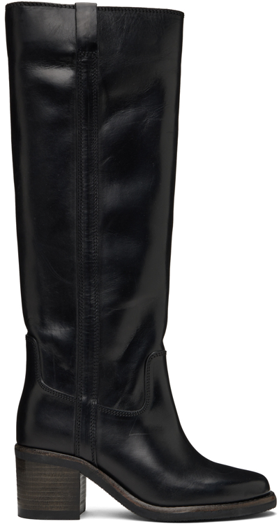Shop Isabel Marant Black Shiny Leather Tall Boots In 01bk Black