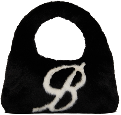 Shop Blumarine Black Eco-fur Shoulder Bag In L9901 Nero/burro