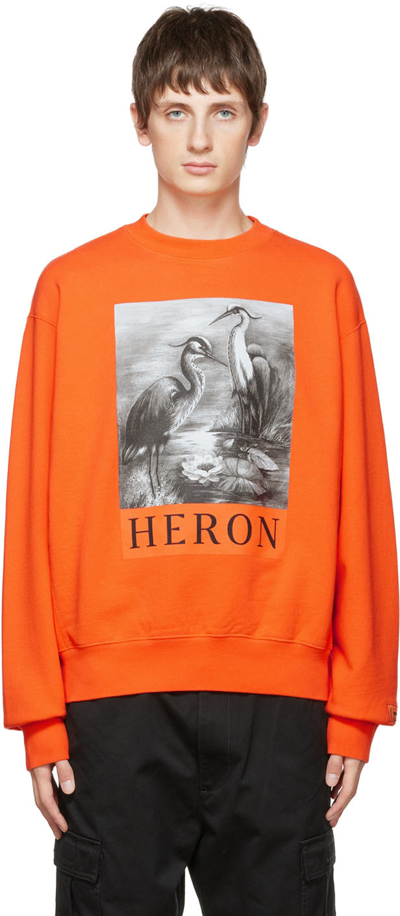 Shop Heron Preston Orange Heron Sweatshirt In Orange Black