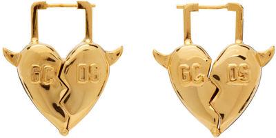 Shop Gcds Gold Heartbreaker Earrings In 16 Gold