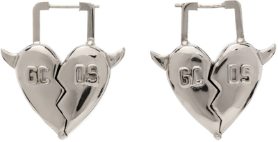 Shop Gcds Silver Heartbreaker Earrings In 17 Silver