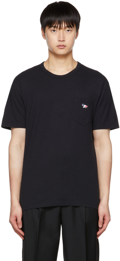 Shop Maison Kitsuné Black Tricolor Fox T-shirt In P199 Black