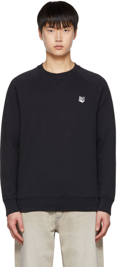 Shop Maison Kitsuné Black Fox Head Sweatshirt In P199 Black