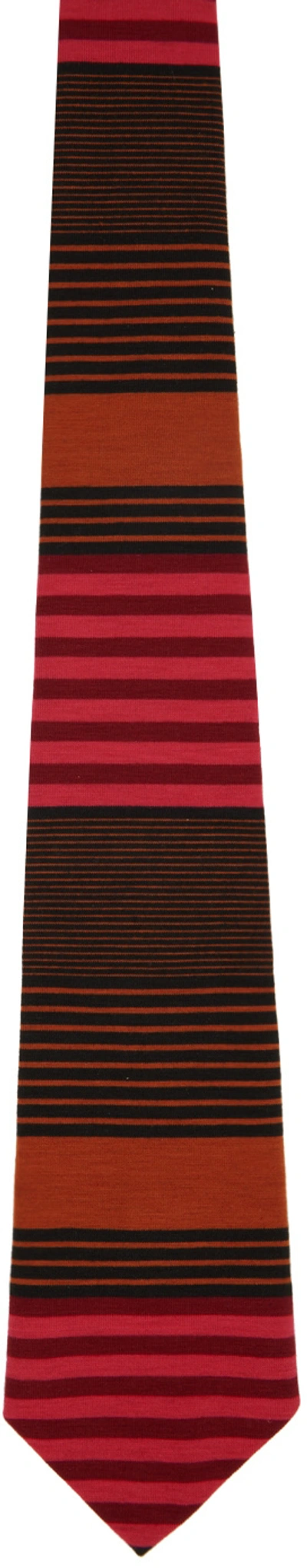 Shop Anna Sui Ssense Exclusive Orange Stripe Tie In Orange Multi