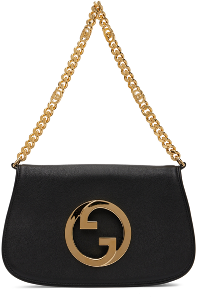 Shop Gucci Black Interlocking G Blondie Shoulder Bag In 1000 Black
