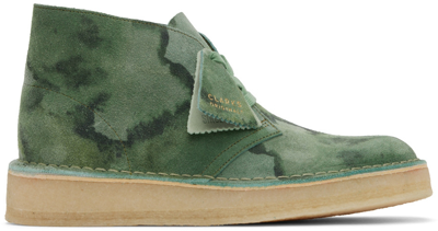 Shop Clarks Originals Green Coal Desert Boots In Green Camo